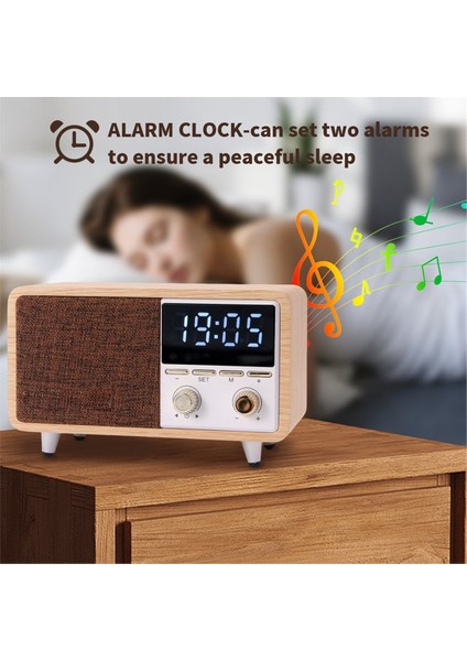 Çok Işlevli Retro Bluetooth Hoparlör Fm Radyo Subwoofer Çalar Saat Müzik Çalar Desteği Tf Kart ve Aux Oynatma (Yurt Dışından) indirimleri