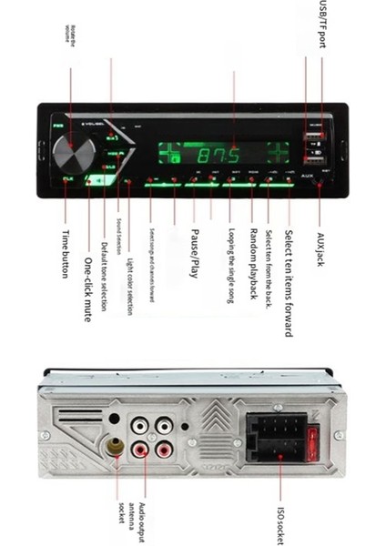 Araba Radyo Mp3 Bluetooth Aux Tf Kart USB Desteği Telefon Şarj Fm Radyo Ses Eq Stereo Ses Multimedya Oynatıcı (Yurt Dışından) modelleri
