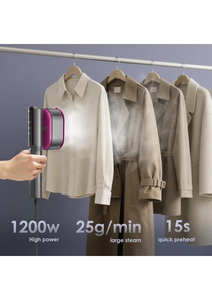 1200W Giysi Buharlayıcısı 15 Saniyelik Hızlı Isınma 5 Mod LCD Dokunmatik Ekran Taşınabilir Portatif Giysi Buharlayıcısı Ab Tak (Yurt Dışından) fırsatları