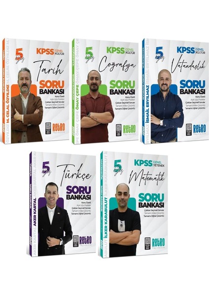 Retro 2026 Kpss Genel Yetenek Genel Kültür 5yüz Soru Bankası 5 Li Set Retro Yayıncılık