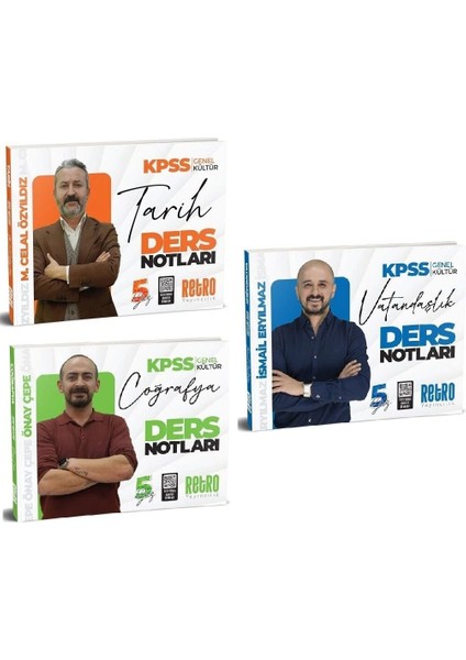 Retro 2026 Kpss Tarih+Coğrafya+Vatandaşlık 5yüz Ders Notları 3 Lü Set Retro Yayıncılık