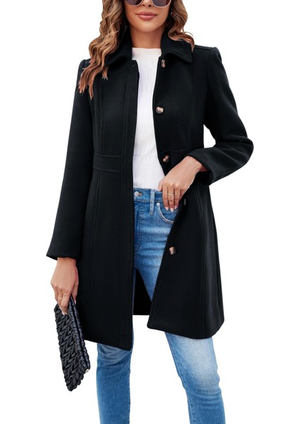 Dikiş Detaylı Kadın Kaşe Kaban