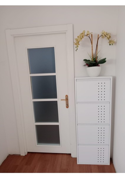 4 Gözlü (Kapaklı) Metal Ayakkabılık Delikli Beyaz fiyatları