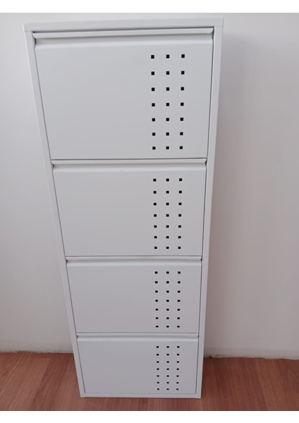 4 Gözlü (Kapaklı) Metal Ayakkabılık Delikli Beyaz modelleri