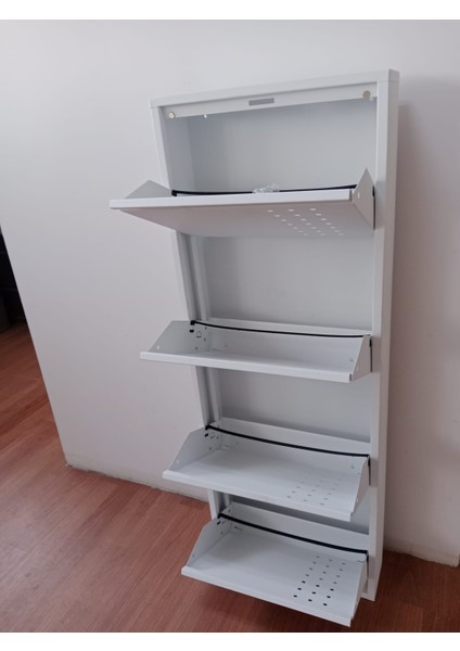 4 Gözlü (Kapaklı) Metal Ayakkabılık Delikli Beyaz indirimleri