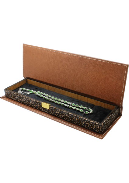 Krem Deri Ahşap Bileşim Elegance Tesbih Kutusu modelleri