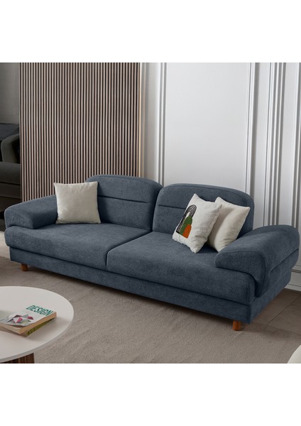 Lizbon Yataklı Sandıklı Üçlü Koltuk Mavi