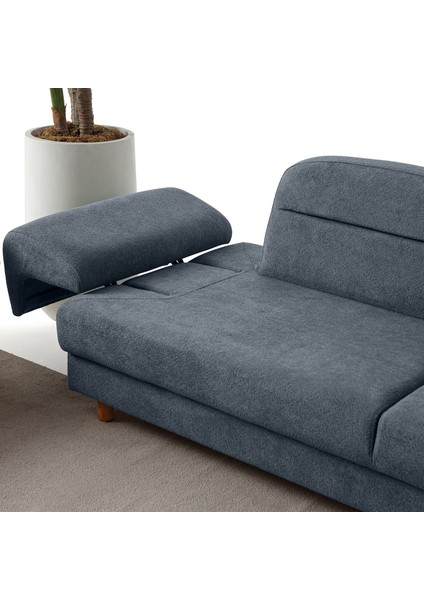 Lizbon Yataklı Sandıklı Üçlü Koltuk Mavi