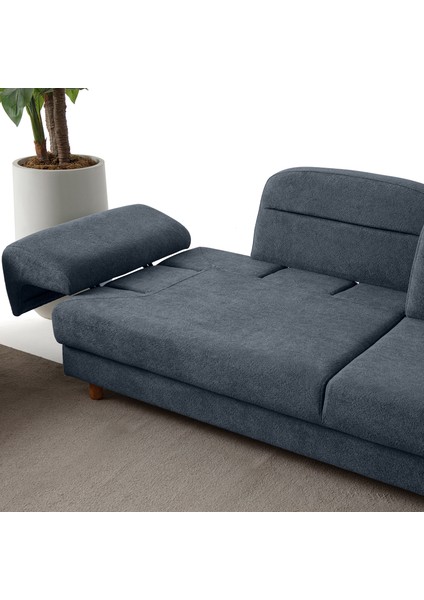 Lizbon Yataklı Sandıklı Üçlü Koltuk Mavi