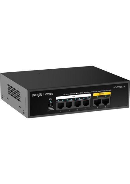 Ruijie-Reyee RG-ES106F-P 4xfe-2xfe 54W Poe Switch