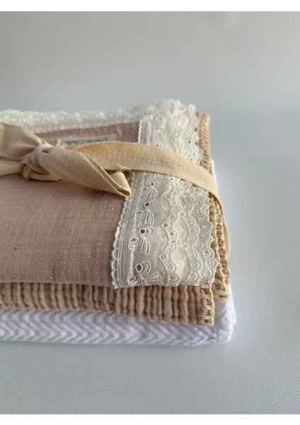 Taşlı Kurdele Fistolu Premium Organik 3’lü Set| Müslin Örtü & Pike Seti | Oeko-Tex® Sertifikalı | %100 Pamuk fiyatları