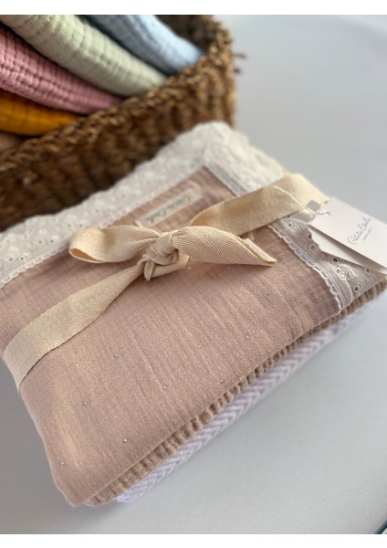 Taşlı Kurdele Fistolu Premium Organik 3’lü Set| Müslin Örtü & Pike Seti | Oeko-Tex® Sertifikalı | %100 Pamuk modelleri