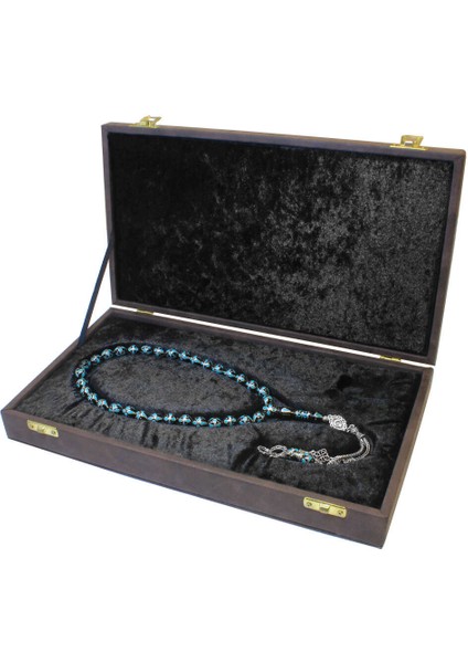 Kahverengi Nubuk Deri Içi Kadife Oymalı Avangarde Kolleksiyonluk Tesbih Kutusu modelleri