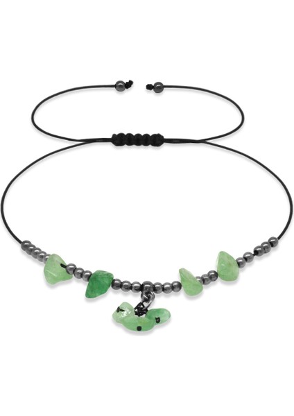 Makrome Örgülü Natural Kesim Aventurin Doğaltaş Halhal