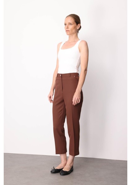 Kadın Beş Cepli Kumaş Pantolon Kahve fiyatları