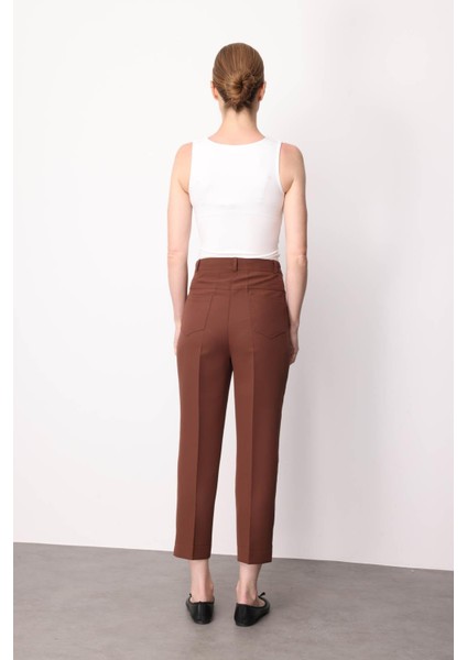 Kadın Beş Cepli Kumaş Pantolon Kahve modelleri