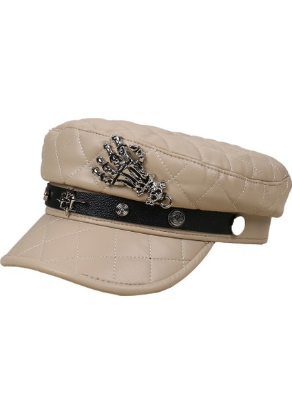 Şık Popüler Kafatası Tokalı Retro Düz Şapka (Yurt Dışından)