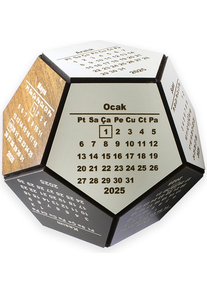 Dört Mevsim Renklendirmeli Üç Boyutlu Masaüstü 2025 Ahşap Takvim