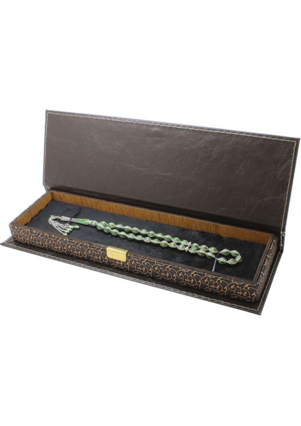 Kahverengi Deri ve Ahşap Bileşim Elegance Tesbih Kutusu modelleri