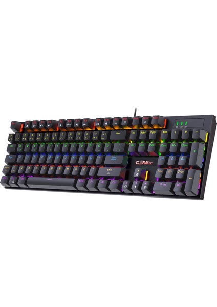 Rapidfire Red Switch Mekanik & Rainbow Rgb Aydınlatma Anti-Ghosting Çift Enjeksiyon 105 Tuşlu Full Form Mekanik Klavye - Siyah