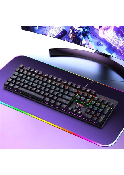Rapidfire Red Switch Mekanik & Rainbow Rgb Aydınlatma Anti-Ghosting Çift Enjeksiyon 105 Tuşlu Full Form Mekanik Klavye - Siyah fırsatları