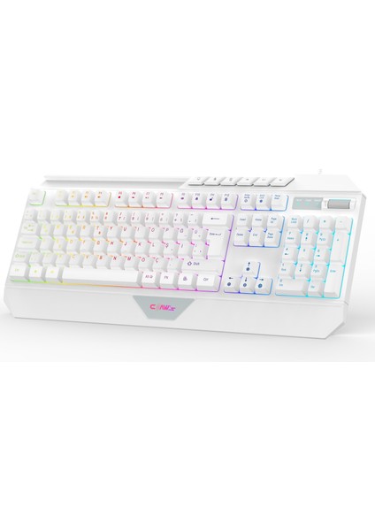 Nexus K1 Rgb & Makro Yazılımlı Full Membran 104 Tuşlu Ekstra Multimedya / Rollover Ses Kontrol Mekanizmalı & Claw's Reflex Örgü Kablolu Gaming Klavye - Beyaz (11 Farklı Rgb Efektli)