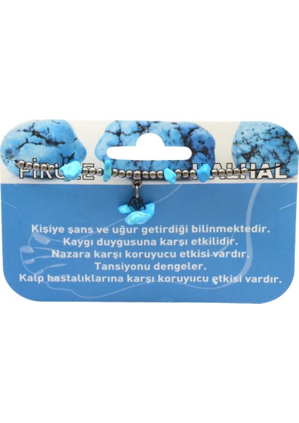 Makrome Örgülü Natural Kesim Firuze Doğaltaş Halhal fiyatları