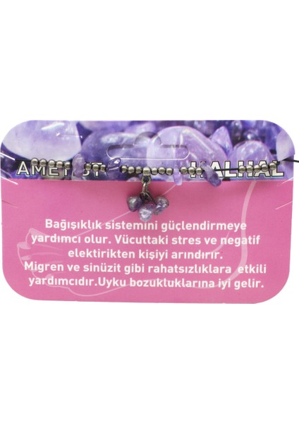 Makrome Örgülü Natural Kesim Ametist Doğaltaş Halhal fiyatları