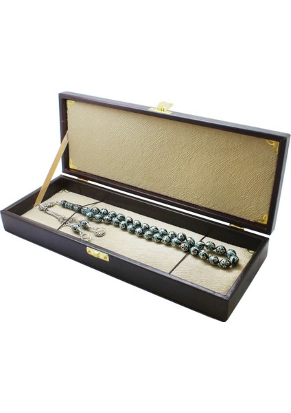 Osmanlı Arma Temalı Kahverengi Deri Içi Astarlı Avangarde Tesbih Kutusu modelleri