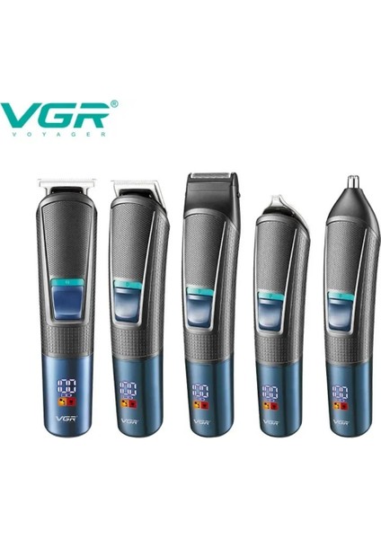 V-108 10 In 1 Profesyonel Erkek Bakım Seti - Standlı, LED Ekranlı Saç Sakal ve Vücut Tıraş Makinesi