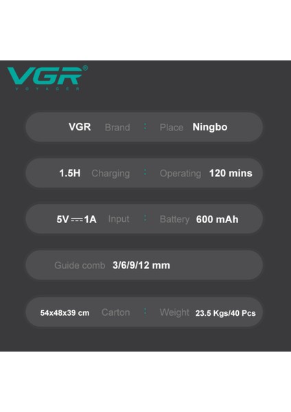 V-108 10 In 1 Profesyonel Erkek Bakım Seti - Standlı, LED Ekranlı Saç Sakal ve Vücut Tıraş Makinesi