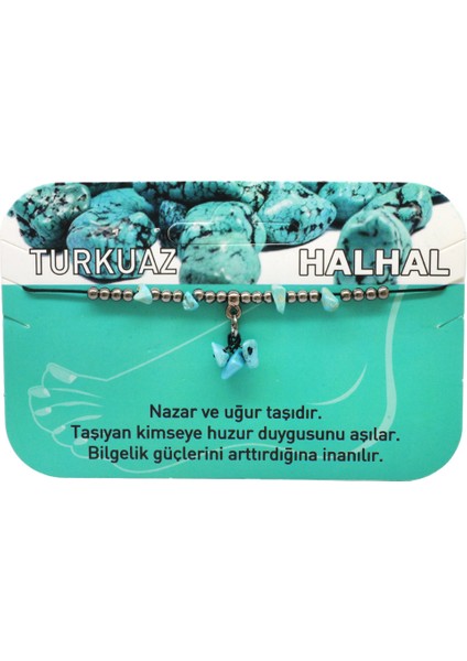 Makrome Örgülü Natural Kesim Turkuaz Doğaltaş Halhal fiyatları