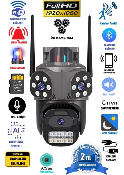 Polis Çakarlı Wifi ile Çalışan Güvenlik Kamerası