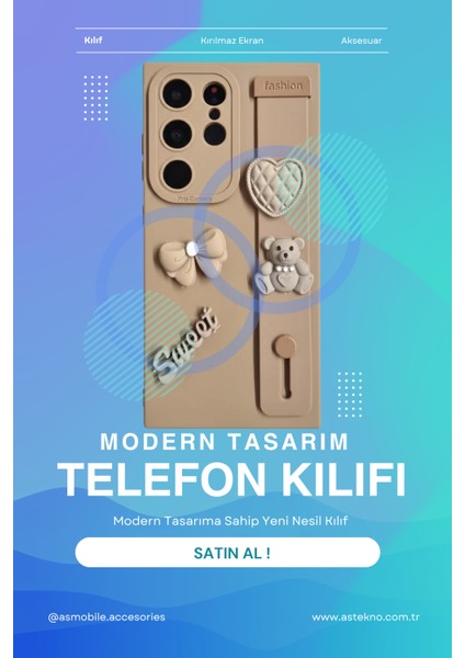 Samsung S22 Ultra Uyumlu Kılıf Kahverengi Renk 3D Figürlü Darbe Emici Yumuşak Silikon Kapak indirimleri