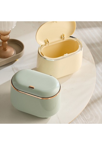 Basın Tipi Masaüstü Küçük Çöp Kutusu Kapaklı, Küçük Depolama Kovası Küçük Masaüstü Atık Çöp Kutusu, Beyaz (Yurt Dışından) fırsatları