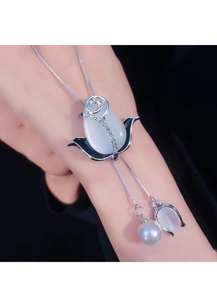 Mizaç Kedinin Gözü Lale Süveter Zinciri Yangqi Sonbahar ve Kış Net Kırmızı Kişilik Uzun Kolye Giysi Aksesuarları (Yurt Dışından)