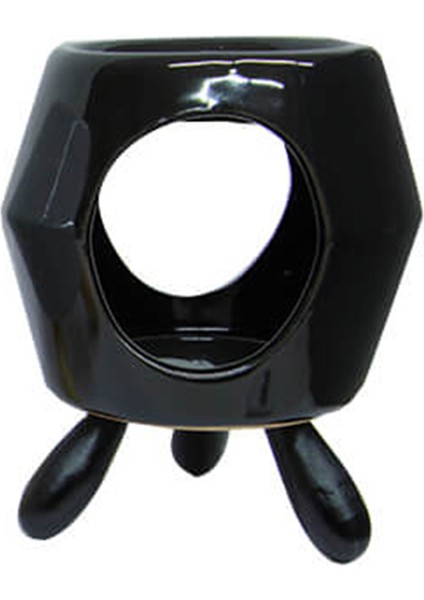 Modern Tasarım Ahşap Ayaklı Siyah Renkli Seramik Buhurdanlık