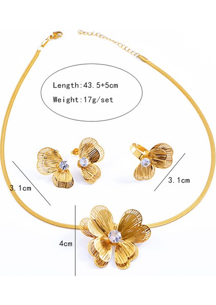 Yeni Içi Boş Çift Çiçek Üç Parçalı Kolye Hafif Lüks Kıdemli Zirkonya Inci Küpe Seti Kadın Duygusu (Yurt Dışından) fiyatları