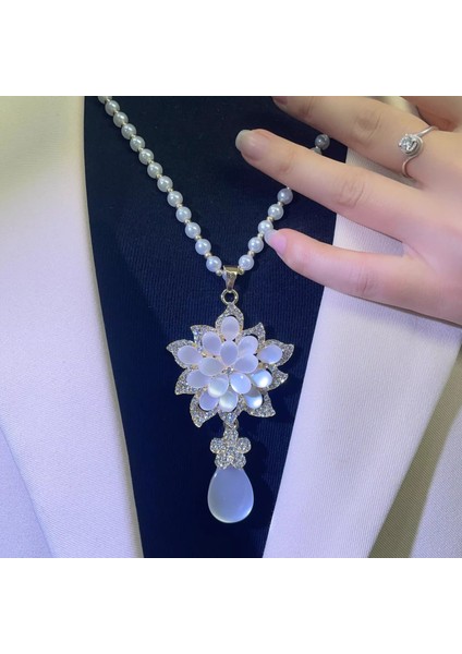 Temperament Blossom Fortune Hundred Uzun Püskül Süveter Zinciri ile 2024 Sonbahar ve Kış Yeni Işık Lüks Moda Takı Aksesuarları (Yurt Dışından)