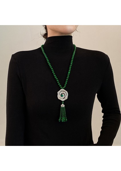 Yeni Çin Üst Düzey Jumper Zinciri Sonbahar ve Kış Yüz Yüksek Sınıf Kolye Aksesuarları Aksesuarlar Giysi Kolye Yeşil Ruyi Kolye Duygusu ile (Yurt Dışından)