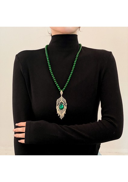 Yeni Çin Üst Düzey Jumper Zinciri Sonbahar ve Kış Yüz Yüksek Sınıf Kolye Aksesuarları Aksesuarlar Giysi Kolye Yeşil Ruyi Kolye Duygusu ile (Yurt Dışından)