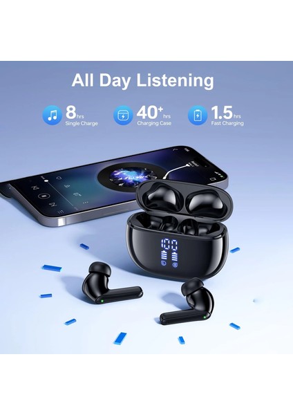 Bluetooth Kablosuz Kulaklık Enc Gürültü Önleyici Mikrofon 48H Çalma Süresi Derin Bas Stereo Ses Ip7 Su Geçirmez LED Ekran (Yurt Dışından) modelleri