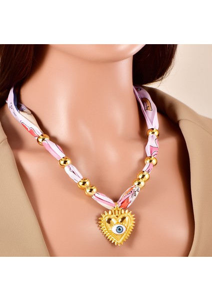 Sonbahar ve Kış Yeni Sınır Ötesi Sıcak Eşarp Kolye Fildişi Kalp Sihirli Göz Kolye Süveter Zincir Aksesuarları Hafif Lüks Stil (Yurt Dışından)