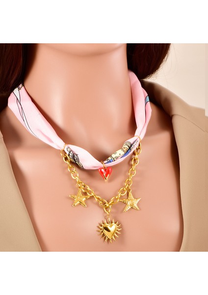 Sonbahar ve Kış Yeni Sınır Ötesi Sıcak Eşarp Kolye Fildişi Kalp Sihirli Göz Kolye Süveter Zincir Aksesuarları Hafif Lüks Stil (Yurt Dışından)