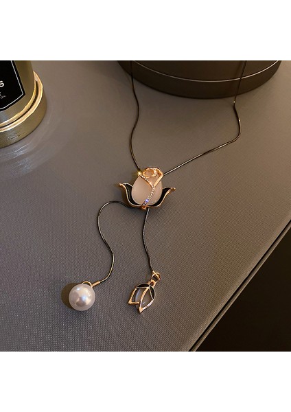 Mizaç Kedinin Gözü Lale Süveter Zinciri Yangqi Sonbahar ve Kış Net Kırmızı Kişilik Uzun Kolye Giysi Aksesuarları (Yurt Dışından) indirimleri