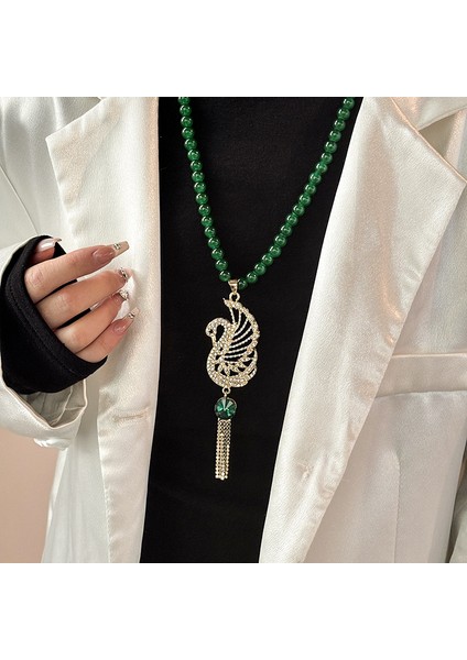 Yeni Çin Üst Düzey Jumper Zinciri Sonbahar ve Kış Yüz Yüksek Sınıf Kolye Aksesuarları Aksesuarlar Giysi Kolye Yeşil Ruyi Kolye Duygusu ile (Yurt Dışından)