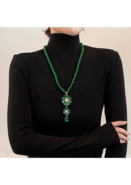 Yeni Çin Üst Düzey Jumper Zinciri Sonbahar ve Kış Yüz Yüksek Sınıf Kolye Aksesuarları Aksesuarlar Giysi Kolye Yeşil Ruyi Kolye Duygusu ile (Yurt Dışından)