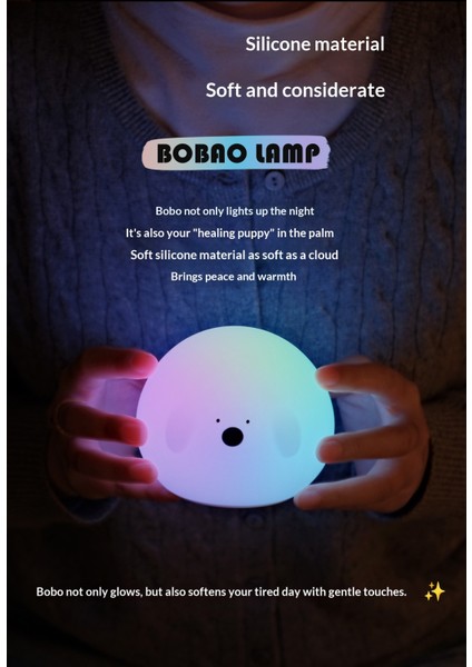 Bobo Silikon Gece Lambası, Aurora Iki Hızlı Zamanlayıcı Silikon Işık, Basit Hayvan Okşama Işığı (Yurt Dışından) indirimleri