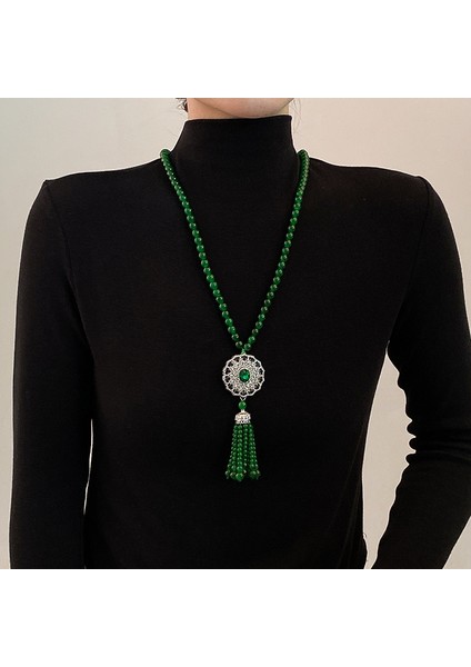 Yeni Çin Üst Düzey Jumper Zinciri Sonbahar ve Kış Yüz Yüksek Sınıf Kolye Aksesuarları Aksesuarlar Giysi Kolye Yeşil Ruyi Kolye Duygusu ile (Yurt Dışından)