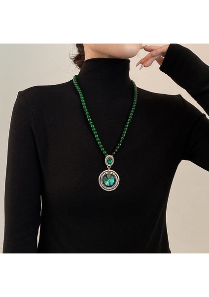 Yeni Çin Üst Düzey Jumper Zinciri Sonbahar ve Kış Yüz Yüksek Sınıf Kolye Aksesuarları Aksesuarlar Giysi Kolye Yeşil Ruyi Kolye Duygusu ile (Yurt Dışından)